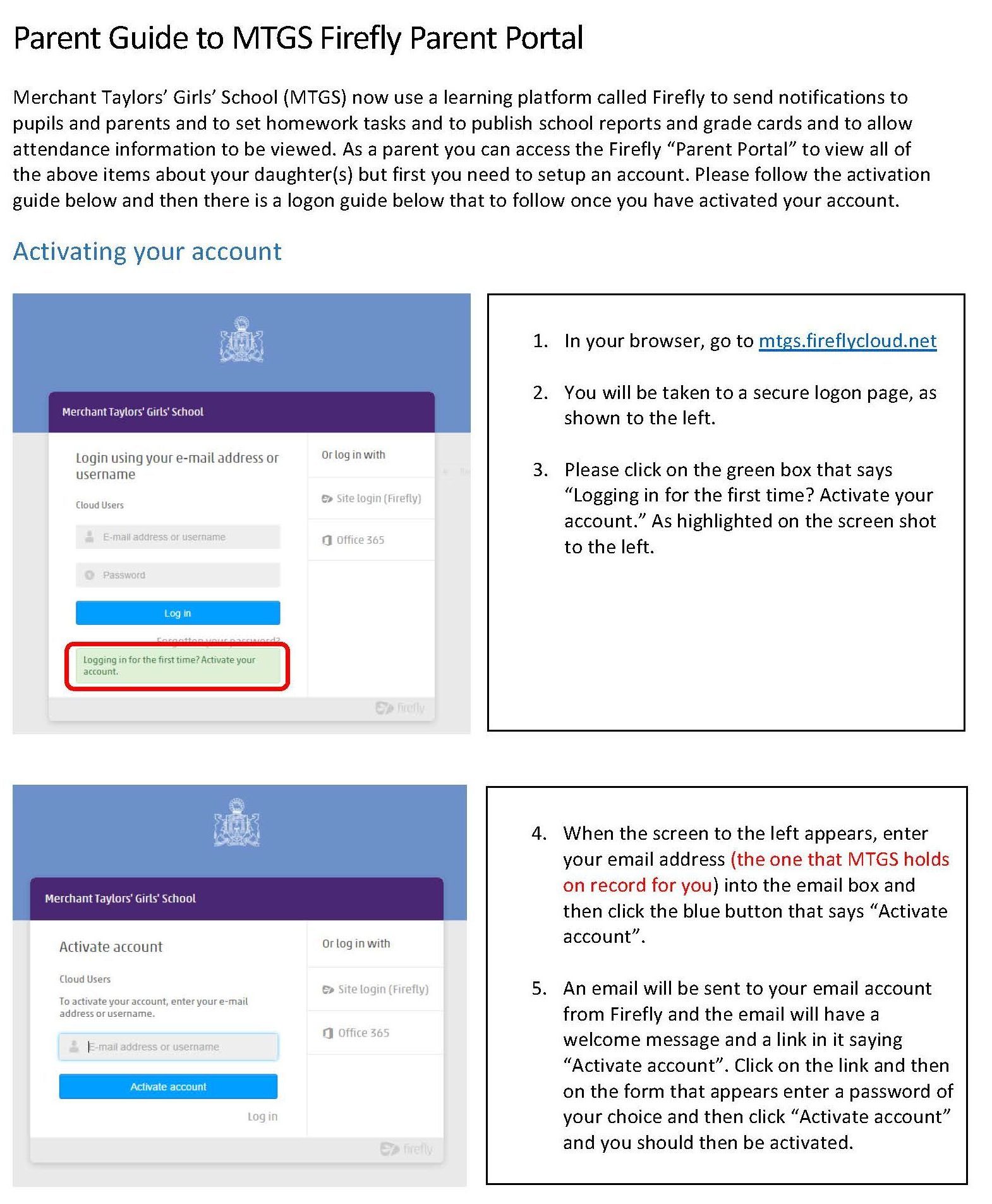 Firefly parent portal image