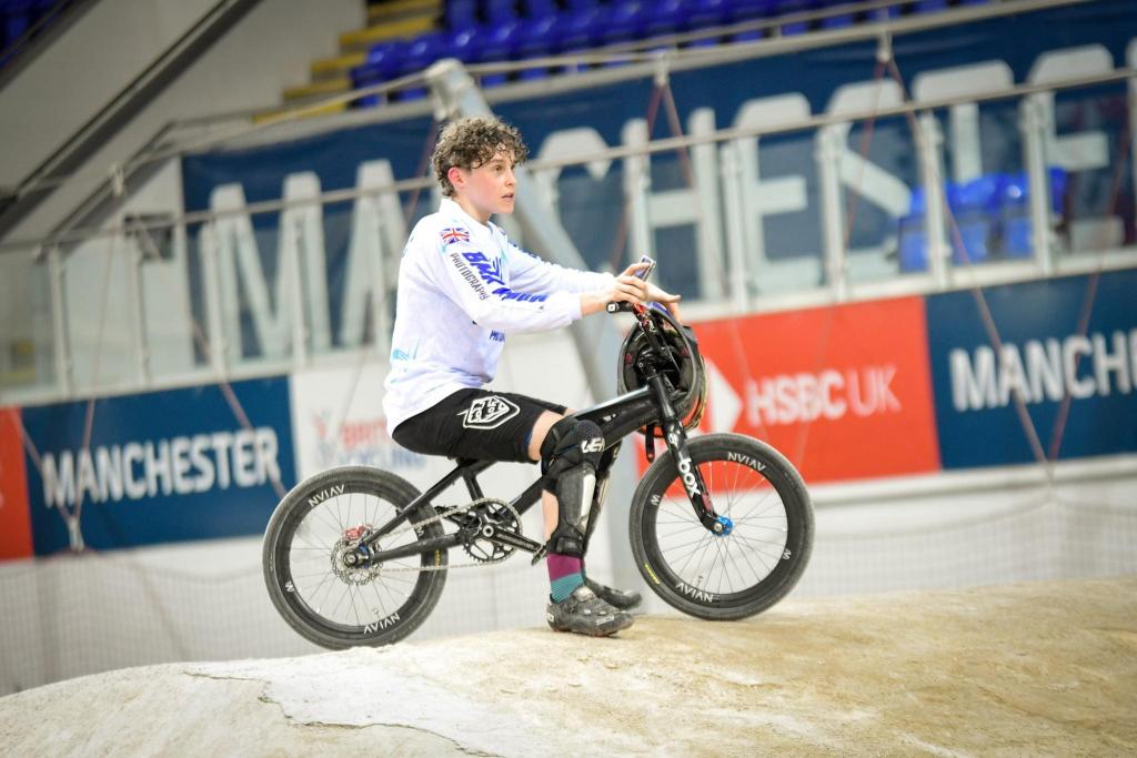 James on his BMX at a recent competition.